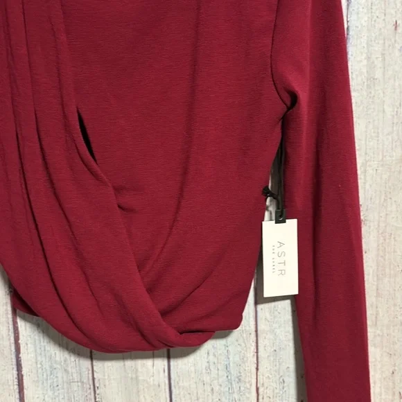 NWT ASTR Asymmetrical Pleated Cutout Mock Neck Top - Picture 8 of 11